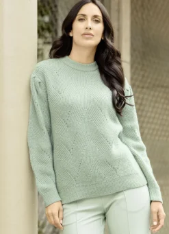 Tizia Pullover & Strickmode>Pullover mit dekorativer Faltenlegung MINT MELIERT