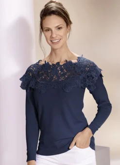 Pullover & Strickmode|Abendmode>Pullover mit edlem Spitzenbesatz
