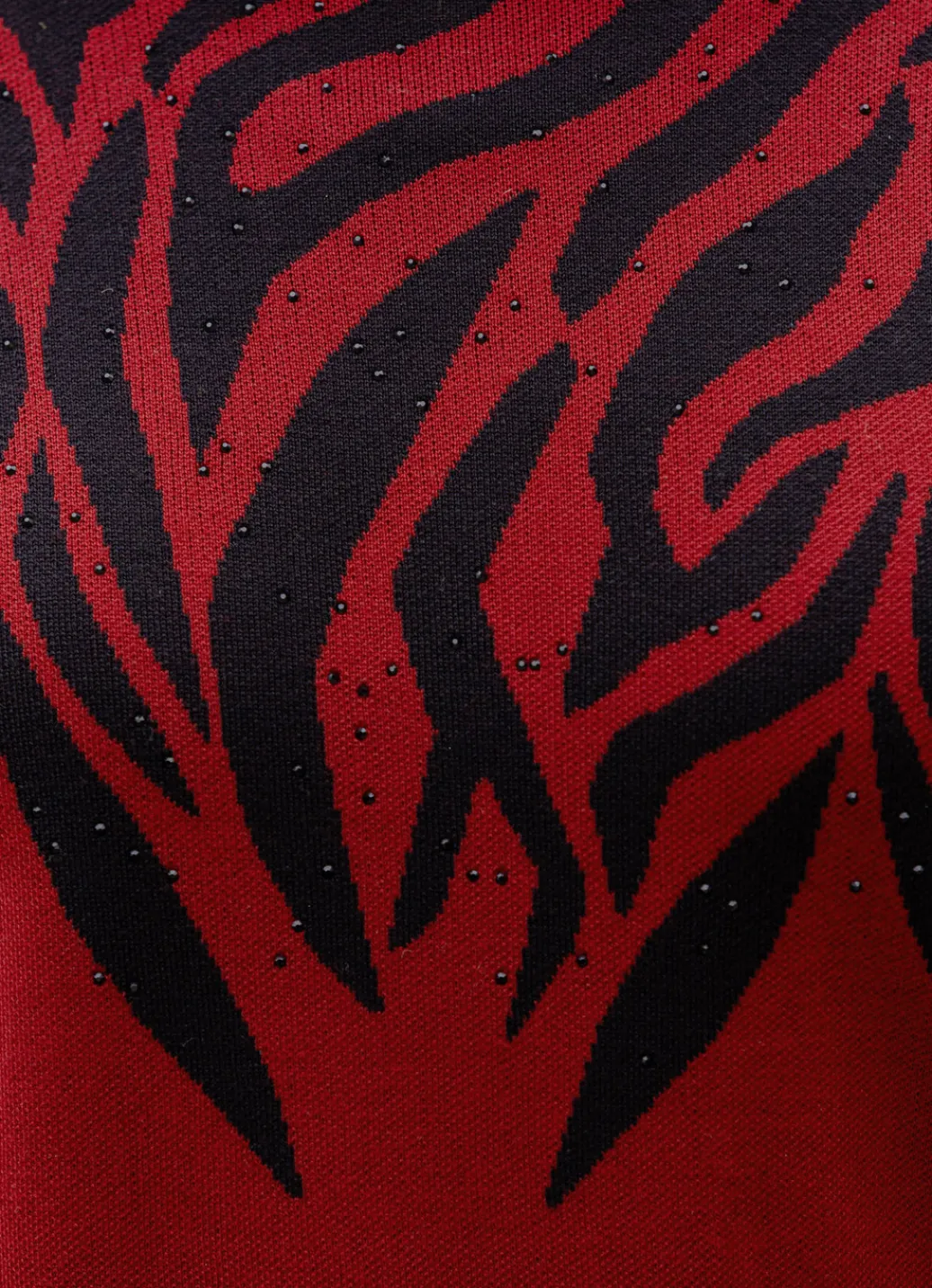 Pullover & Strickmode>Pullover mit edler Strasszier ROT-SCHWARZ