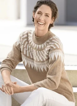 Pullover & Strickmode></noscript>Pullover mit Norwegermuster CAMEL-ECRU