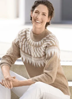 Pullover & Strickmode></noscript>Pullover mit Norwegermuster CAMEL-ECRU