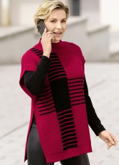 Pullover & Strickmode>Pullunder in Waffelstruktur ROT-SCHWARZ