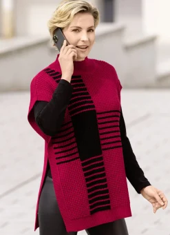 Pullover & Strickmode>Pullunder in Waffelstruktur ROT-SCHWARZ