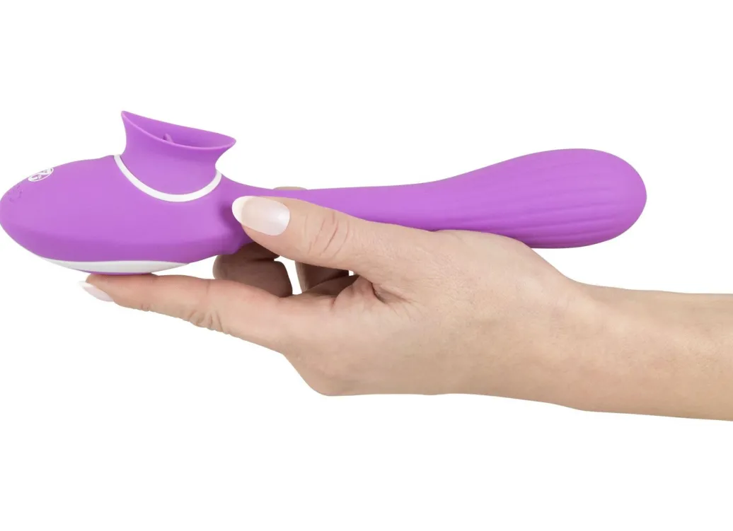 Erotik>Rabbitvibrator mit Leckfunktion LILA