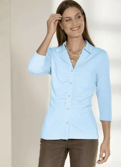 Shirts>Raffinierte Shirtbluse mit Polokragen in 3 Farben