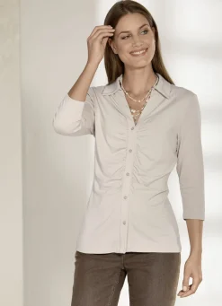 Shirts></noscript>Raffinierte Shirtbluse mit Polokragen in 3 Farben