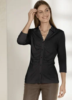 Shirts></noscript>Raffinierte Shirtbluse mit Polokragen in 3 Farben