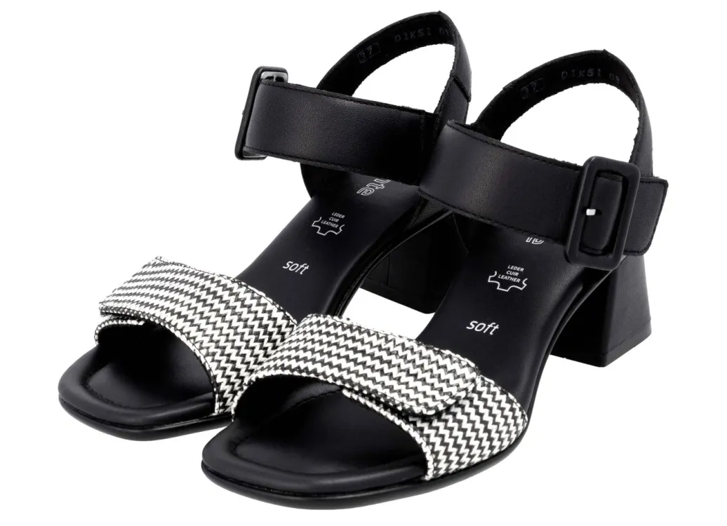 Remonte Schuhe|Damenschuhe>Sandalette mit Flechtdurchzügen SCHWARZ-WEISS