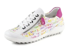 Remonte Schuhe|Damenschuhe>Sneaker aus beschichtetem, frech bedrucktem Leder WEISS-BUNT