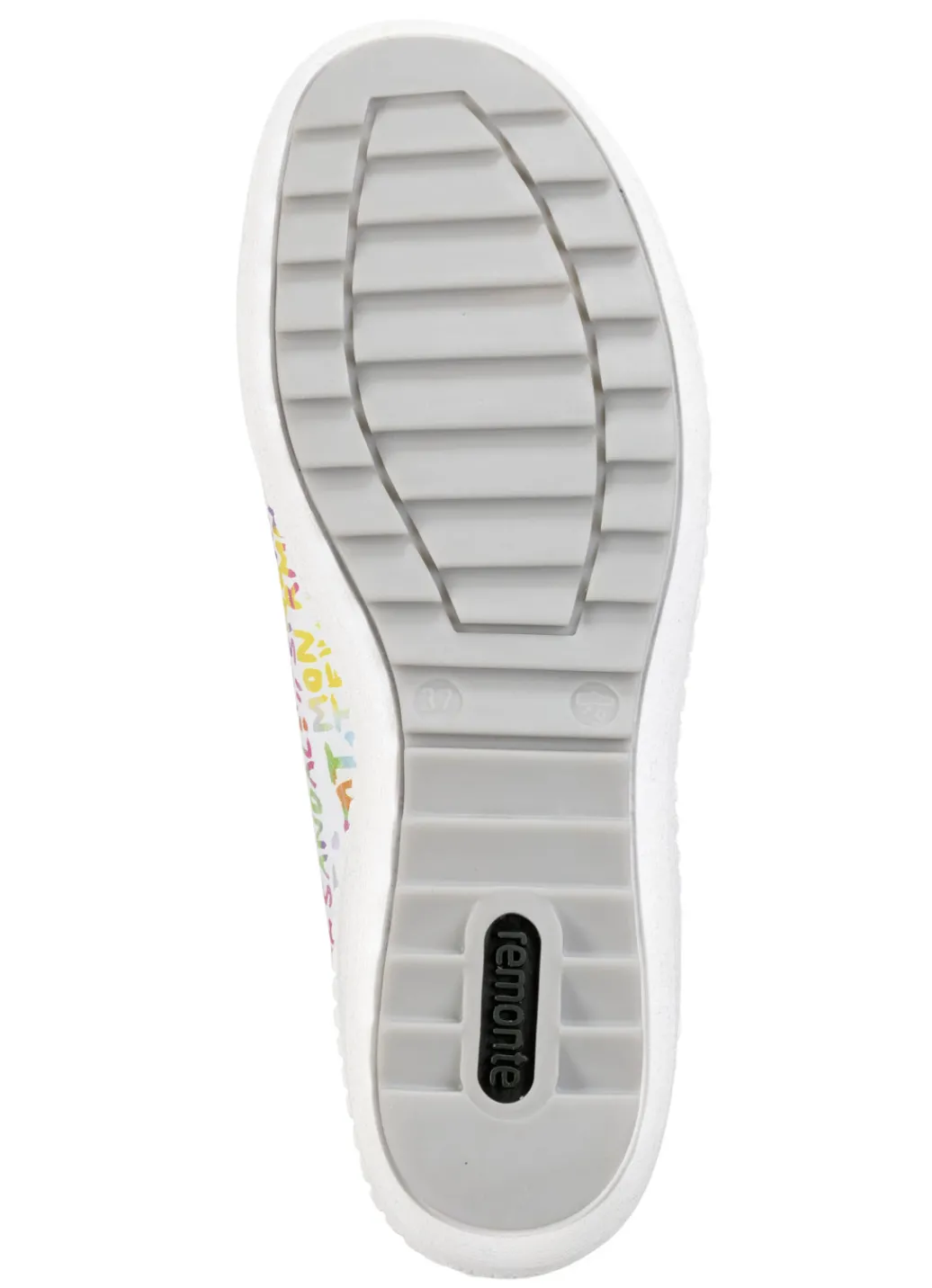 Remonte Schuhe|Damenschuhe>Sneaker aus beschichtetem, frech bedrucktem Leder WEISS-BUNT