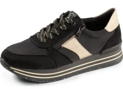 Remonte Schuhe|Damenschuhe>, trendige Damen-Sneaker, Weite G, mit herausnehmbarem Fußbett SCHWARZ-GOLD