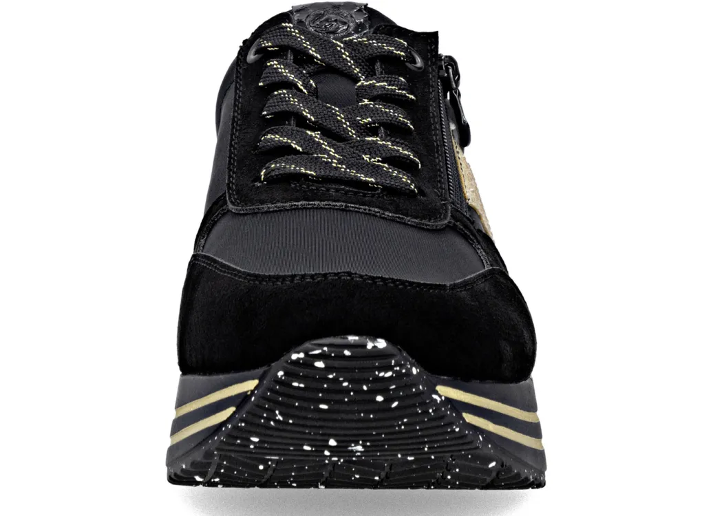 Remonte Schuhe|Damenschuhe>, trendige Damen-Sneaker, Weite G, mit herausnehmbarem Fußbett SCHWARZ-GOLD