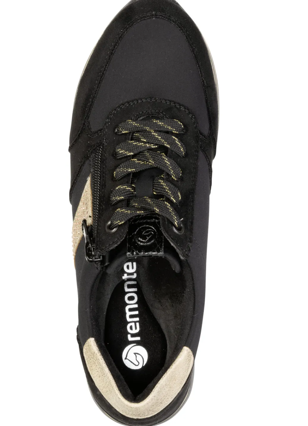 Remonte Schuhe|Damenschuhe>, trendige Damen-Sneaker, Weite G, mit herausnehmbarem Fußbett SCHWARZ-GOLD