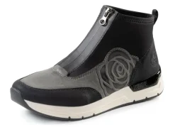 Rieker Schuhe|Damenschuhe>Bootie mit floraler Prägung SCHWARZ-GRAU