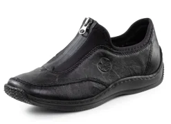 Rieker Damenschuhe|Schuhe>, klassische Damen-Slipper, mit Reißverschluss SCHWARZ