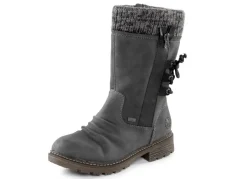 Rieker Schuhe|Damenschuhe>Stiefel aus Nubukmaterial ANTHRAZIT-SCHWARZ