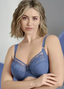 ROSA FAIA Damenwäsche|Wäsche>Bügel-BH mit Tüllstickereispitze JEANSBLAU