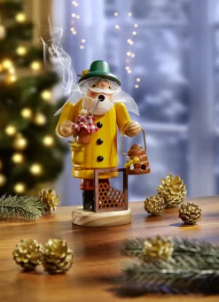 Weihnachtliche Dekorationen>Räuchermännchen aus Holz GELB-GRÜN