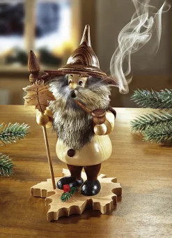 ECHT ERZGEBIRGE Aus Dem Erzgebirge>Räuchermännchen mit flauschigem Rauschebart