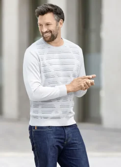 Pullover & Strickmode></noscript>Rundhalspullover mit Strukturdessin in 3 Farben
