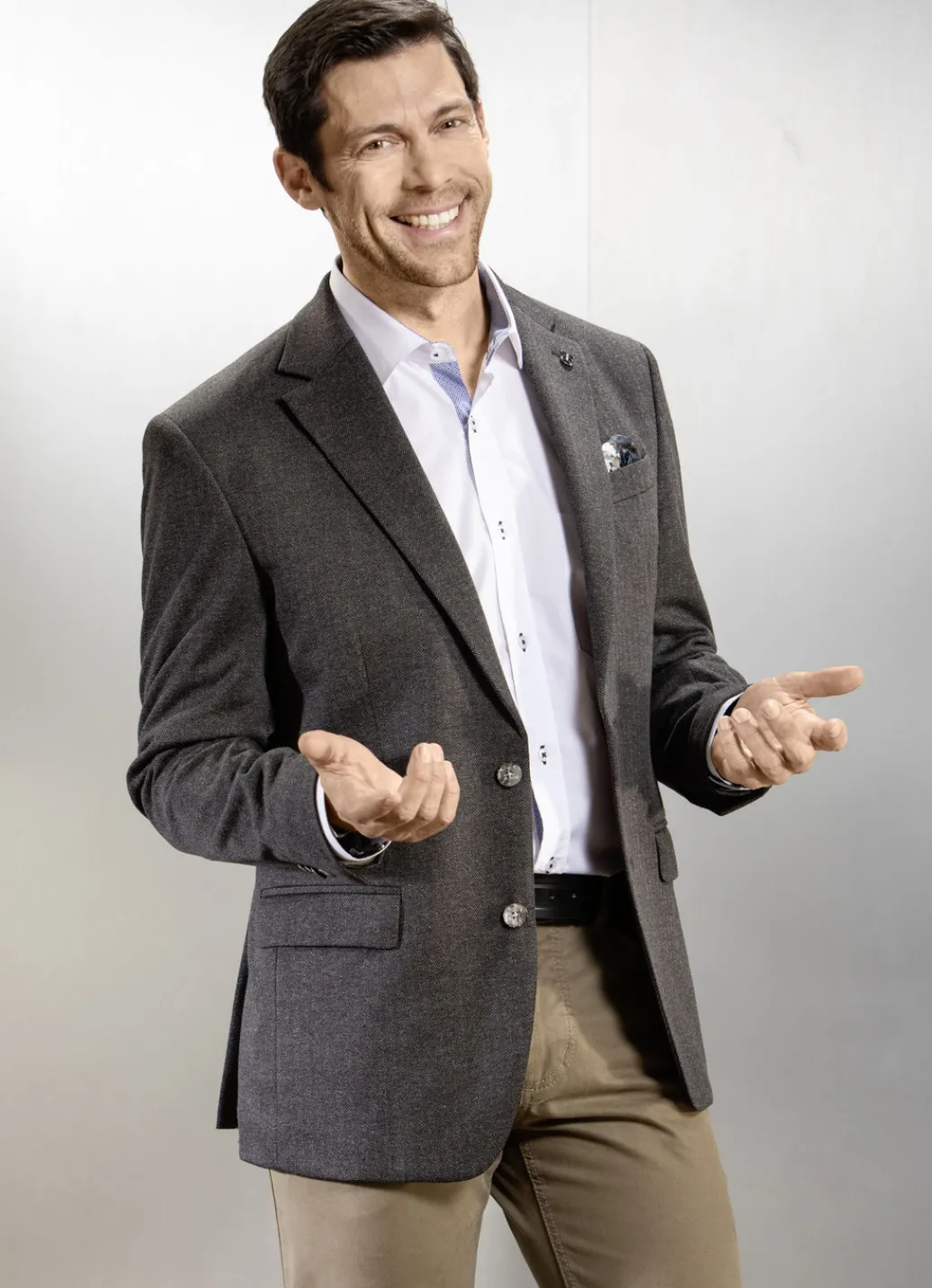 Anzüge & Sakkos>Sakko mit Seitenschlitzen BRAUN MELIERT