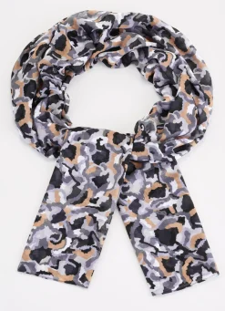 Accessoires>Schal mit Camouflage-Dessin GRAU-SCHWARZ-COGNAC-WEISS