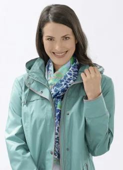 Accessoires></noscript>Schal mit Fantasie- und Raubtierfell-Dessin NATUR-MARINE-PAZIFIK-LACHS-GRÜN