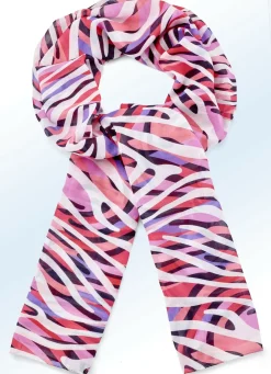 Accessoires>Schal mit Fantasiedessin HIMBEERE-BUNT