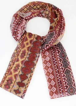 Accessoires>Schal mit Fantasiedessin WEISS-BUNT