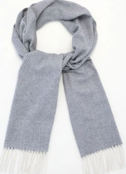 Accessoires>Schal mit Fischgratdessin RESEDAGRÜN-ECRU