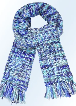 Accessoires>Schal mit Fransen an den Enden TÜRKIS-BUNT