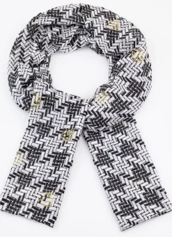 Accessoires>Schal mit grafischem Dessin CREME-SCHWARZ