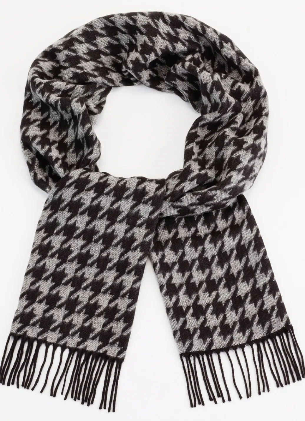 Accessoires>Schal mit Hahnentritt-Dessin GRAU-SCHWARZ