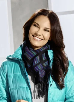 Accessoires></noscript>Schal mit interessantem Dessin SCHWARZ-BUNT