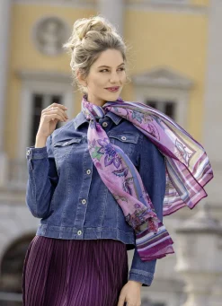 B/ANCA Accessoires>Schal mit tollem Dessin BEERE-ROSÉ-BLAU-BUNT