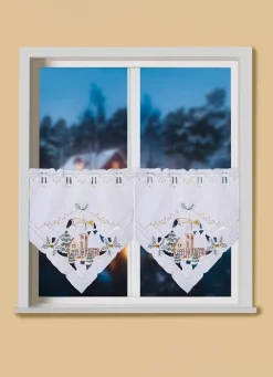 Fensterdekorationen|Heimtextilien>Scheibenhänger, 2er-Set, in Leinenoptik WEISS-BUNT