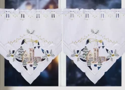 Fensterdekorationen|Heimtextilien></noscript>Scheibenhänger, 2er-Set, in Leinenoptik WEISS-BUNT