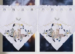 Fensterdekorationen|Heimtextilien></noscript>Scheibenhänger, 2er-Set, in Leinenoptik WEISS-BUNT