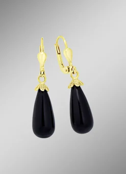 Damen-Edelsteinschmuck>Schicke Ohrhänger mit beh. Onyx