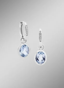 Damen-Edelsteinschmuck>Schicke Ohrringe mit beh. Blautopas und synth. Zirkonia