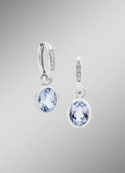 Damen-Edelsteinschmuck>Schicke Ohrringe mit beh. Blautopas und synth. Zirkonia