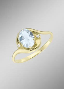 Damen-Edelsteinschmuck>Schicker Damenring mit echt Aquamarin