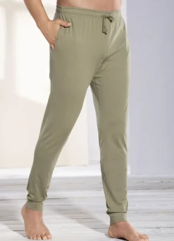 GLEYMOR Herrenwäsche|Nachtwäsche>Schlaf- und Freizeithose mit BIO Baumwolle, Bündchenabschllüssen und Durchzugsband