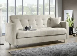 Möbel>Schlafsofa auf Chromfüßen mit Bettkasten