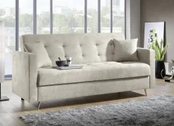 Möbel>Schlafsofa auf Chromfüßen mit Bettkasten