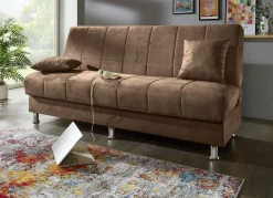 Möbel></noscript>Schlafsofa mit Bettkasten und Dekokissen
