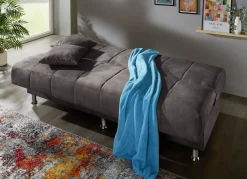 Möbel></noscript>Schlafsofa mit Bettkasten und Dekokissen
