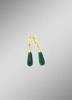 Damen-Edelsteinschmuck>Schlichte Ohrhänger mit echt Malachit
