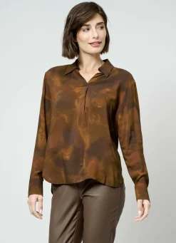 Blusen & Tuniken>Schlupfbluse KARAMELL-SCHOKOBRAUN