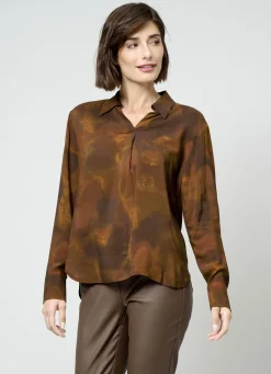 Blusen & Tuniken>Schlupfbluse KARAMELL-SCHOKOBRAUN